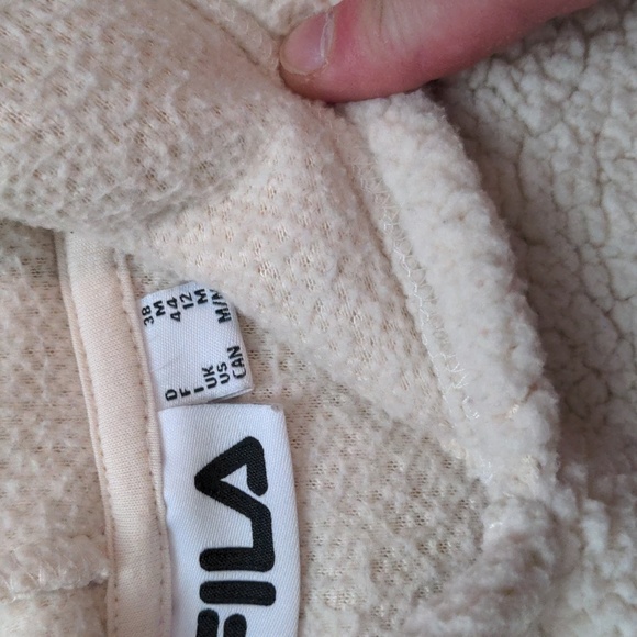 Fila Womans Size Medium Off White Wool Hoodie Sweatshirt - Picture 2 of 5